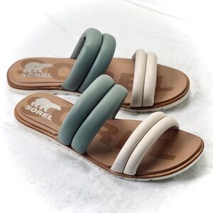 Sorel Women's Green and Cream Slide Sandals